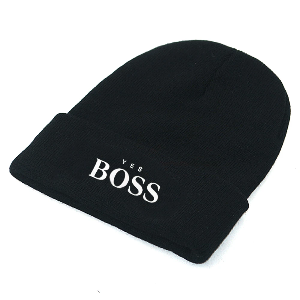 2019 НОВАЯ шапка да с надписью BOSS вышивка bone вязаная круглая Лыжная хлопок Гибкие