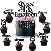 official 13 im a teen cake topper with 24 pack black glitter for teenager boys thirteen birthday party decorations supplies