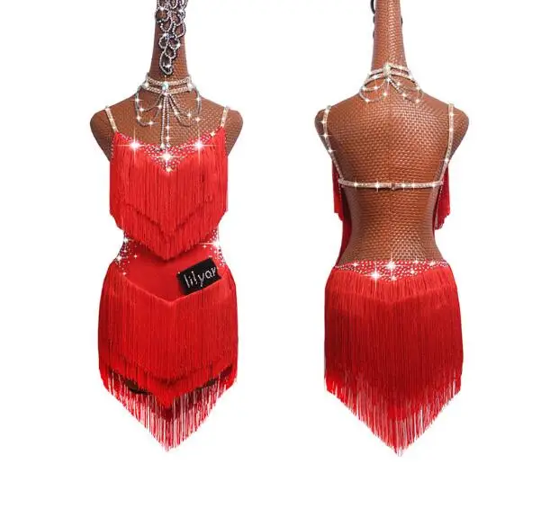 Женское блестящее платье с бахромой модное сценическое для бальных танцев |