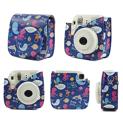 Ocean World Fujifilm Instax Mini camera Bag ColorfuI мгновенный аксессуар для камеры из искусственной кожи чехол с плечевым ремнем для Instax Mini 9 Min8 8 - Цвет: Ocean World