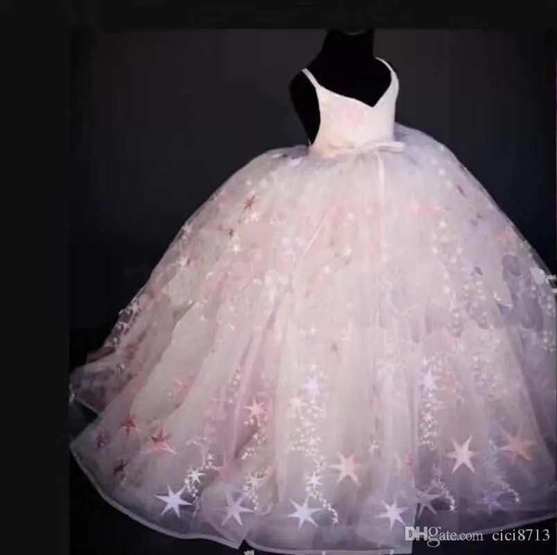 2017 Girl's Pageant Dresses Cute Stars Ball Gown Little Prinecess Kids Wedding | Детская одежда и обувь