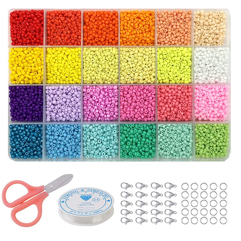 

2mm Glass Seed Beads Czech Charm Spacer Glass Beads With Tools Set Box For Jewelry Making Kits DIY Handmade Accessories Supplies