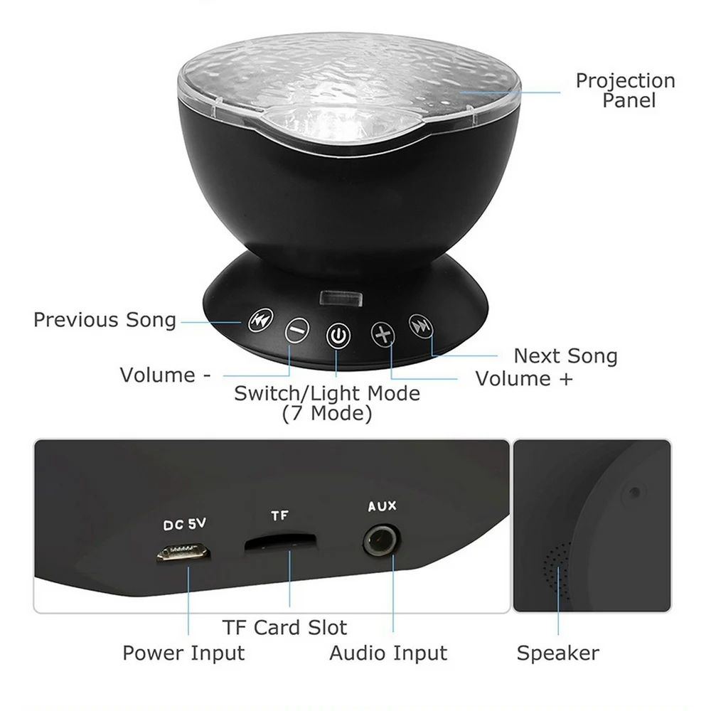Романтическая проекционная лампа с USB музыкальным проигрывателем цветной
