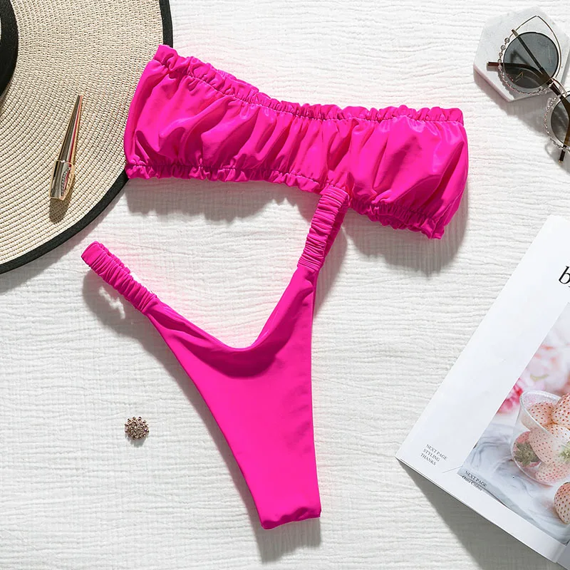 In-X сексуальное микро бикини 2019 купальник с оборками Женский бандо набор высокой