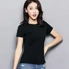 Женский топ, хлопковая водолазка с коротким рукавом, женская футболка, универсальная базовая футболка, черная, серая, белая, женская футболка