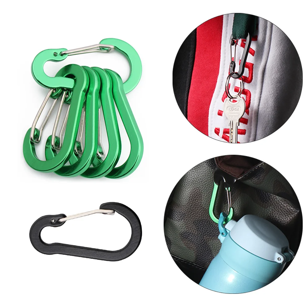 

5pcs Carabiner Outdoor Backpack Camping Climbing Booms Fishing Hook Keychain Lock Buckle Snap Clip Tools
