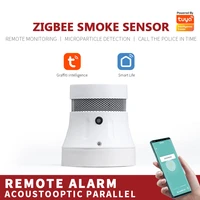 tuya zigbee smart smoke detector sensor security alarm system smart lifetuya app control household smoke alarm fire protection