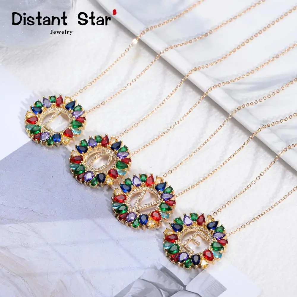 Модное новое Золотое цветное женское первоначальное ожерелье с буквами подвеска