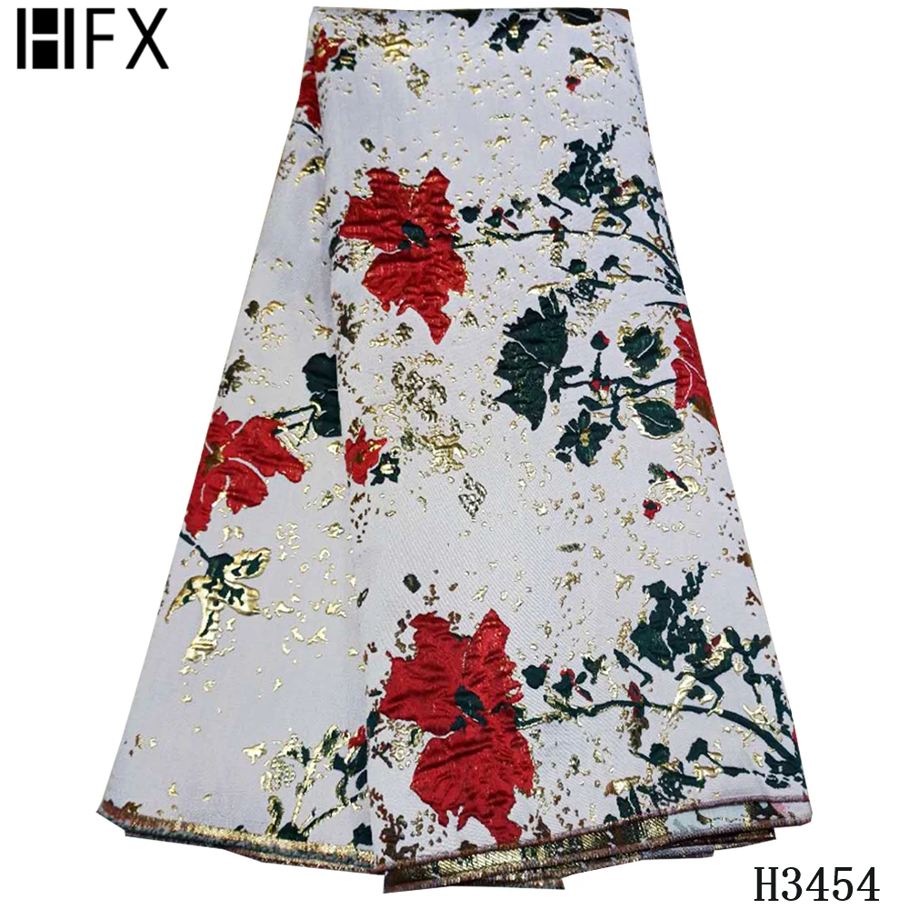 

HFX Hot Selling African Brocade Lace Fabrics With Jacquard flower French Tulle Lace Fabrics For Fashion Big Occasion dress H3454