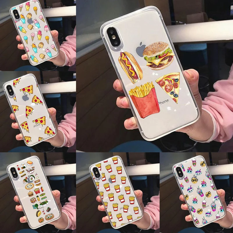 Чехол для телефона с изображением хлеба картошки фри мороженого пиццы мягкий