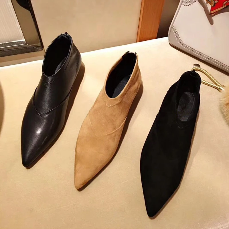 

Женские остроносые короткие сапоги FADESHI, осень/зима 2021, оригинальный дизайн, женские модные вечерние сапоги на платформе с глубоким вырезом