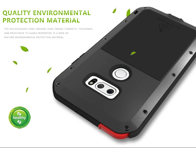 

LOVE MEI for LG V30 Case Shock Dirt Proof Water Resistant Metal Armor Cover Phone Case For LG V35 ThinQ Plus Gorilla Glass