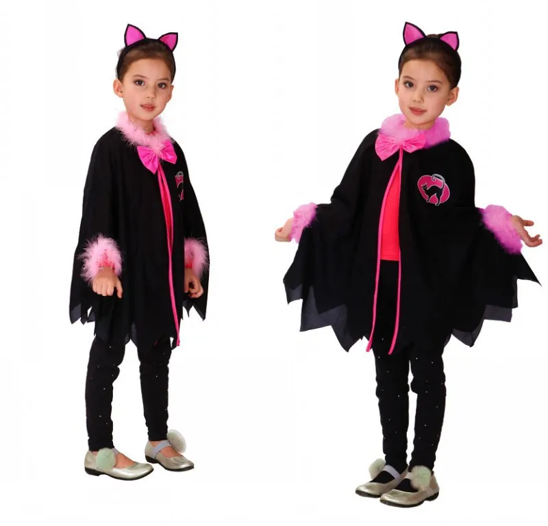 

Детская красная накидка в виде кошки для девочек, головной убор, костюмы для маскарада, карнавала, вечевечерние, костюм