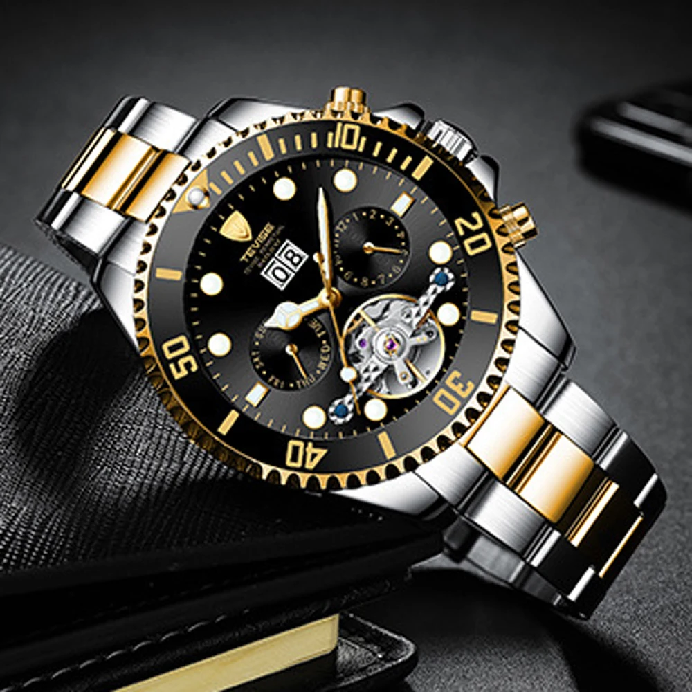 Мужские Водонепроницаемые механические часы с турбийоном в деловом стиле |