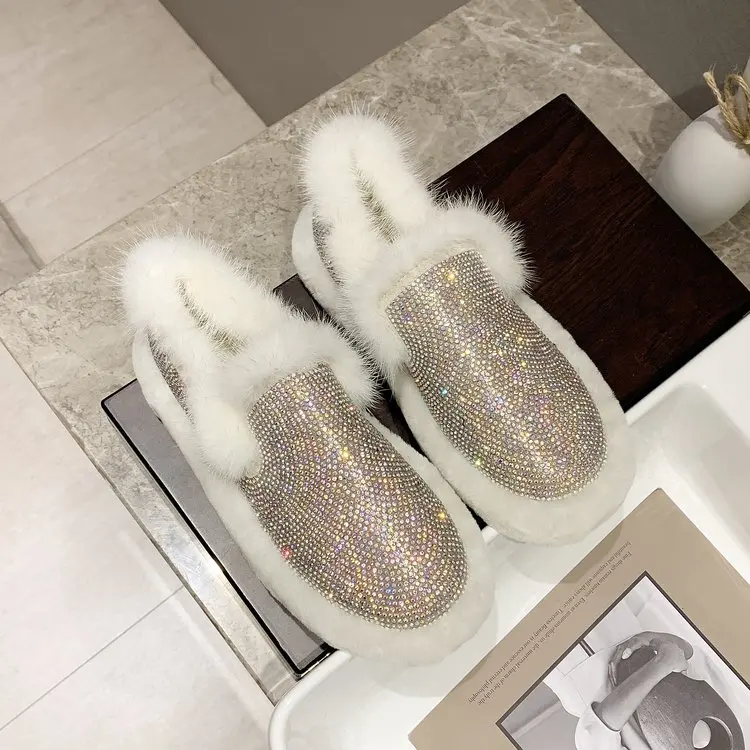 Зимние женские Туфли без каблуков ботильоны женская обувь круглый носок на