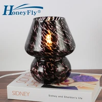 honeyfly dimmable mushroom table lamp leopard print glass translucent usb 3w cute small lamp for study room bedside living room