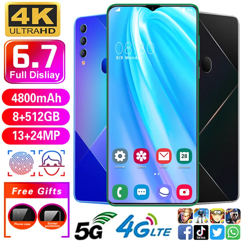 

Lowest Price M90 Face Fingerprint Unlock Global Version Smartphone 8GB 512GB SIM Card 4800mAh Snapdragon 888