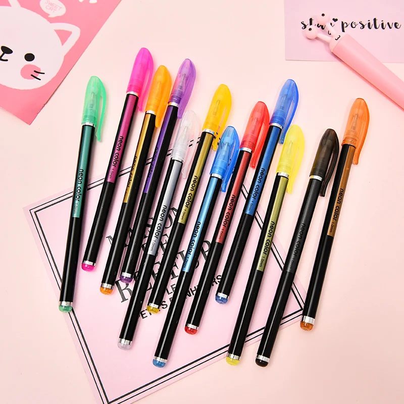 Набор гелевых ручек 36/48 цветов цветные маркеры с блестками металлические ручки