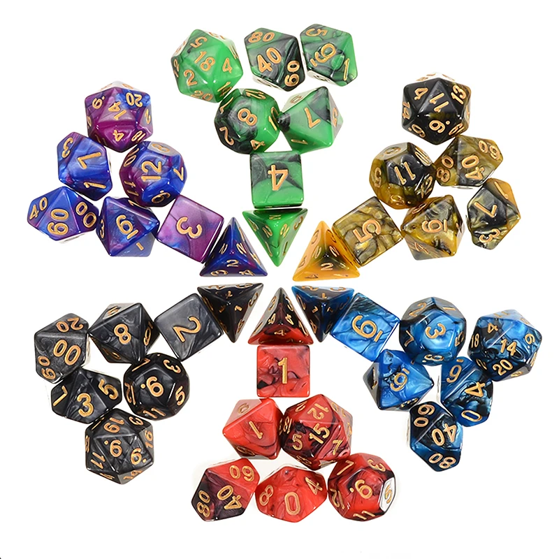 Новые многогранные кубики разных цветов 42 шт. для игры DND RPG набор Веселые кости с 6