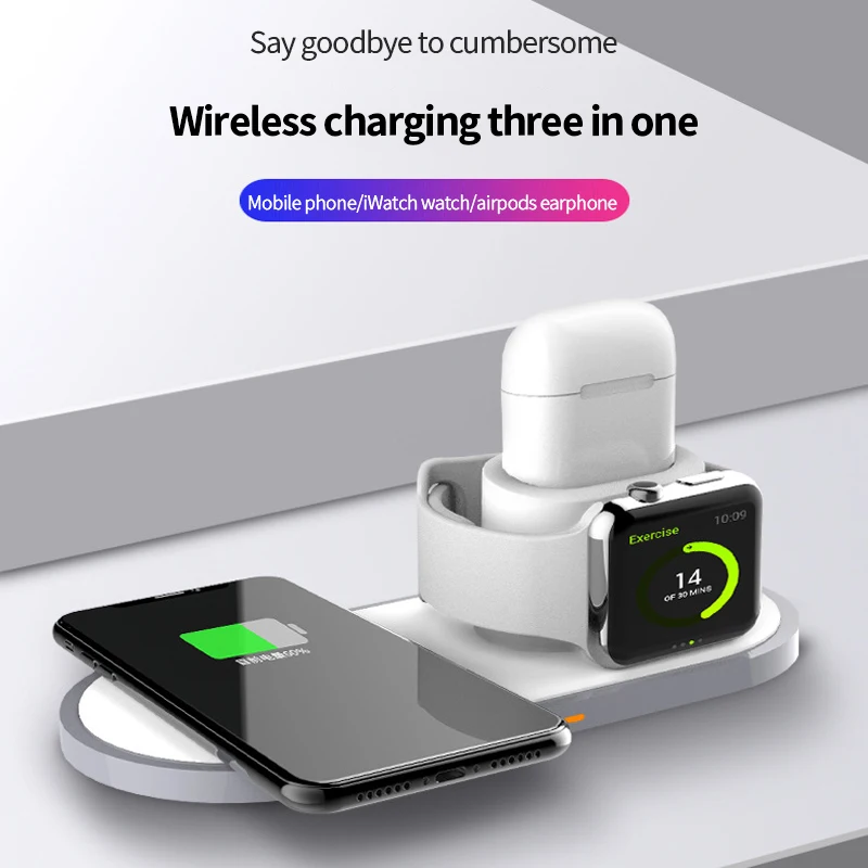 

3 in 1 Wireless Charger for iPhone Apple Earphone iWatch 15W Fast Charger Clearance Price