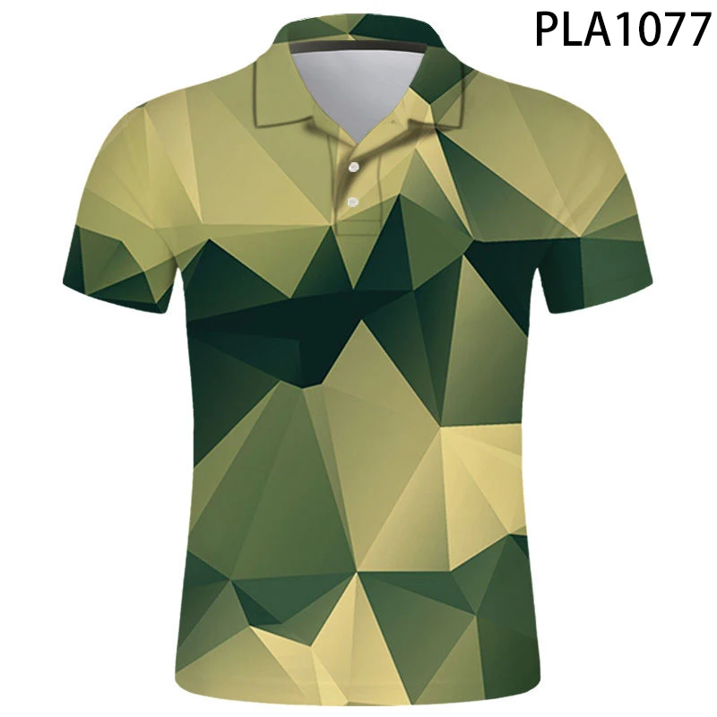 

Мужская камуфляжная рубашка-поло с коротким рукавом и 3D-принтом