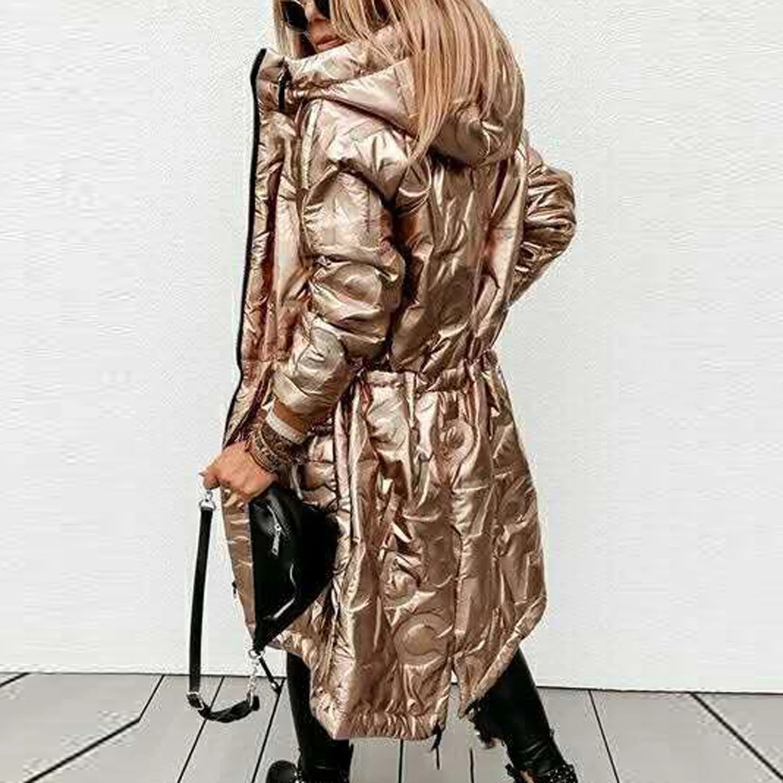 

Plus Size Pocket Women Winter Warm Coat Slim Fit Long Coat Outwear Loose Solid Color Plus Size Women's Clothing