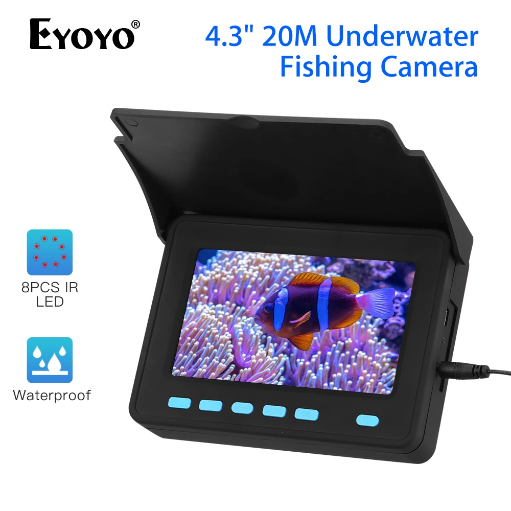 Comprar Eyoyo-Localizador De Peces Con Cable LCD De 4,3 Pulgadas, 20m, Para Cámara De Pesca Submarina, Con Protección Solar, Batería Recargable De 8500mAh