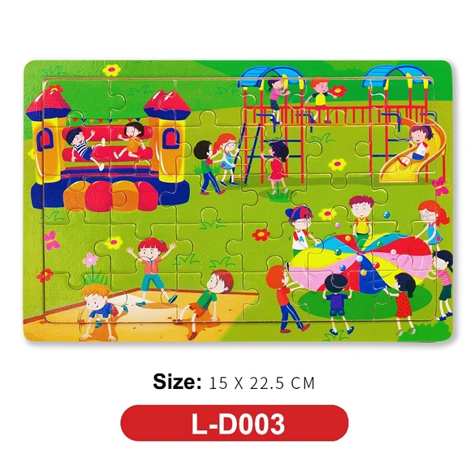 L-D003 Горячая новинка 30 шт. деревянный пазл животное детская игрушка деревянные пазлы мультяшный автомобиль Обучающие Развивающие игрушки для детей - Цвет: L-D003