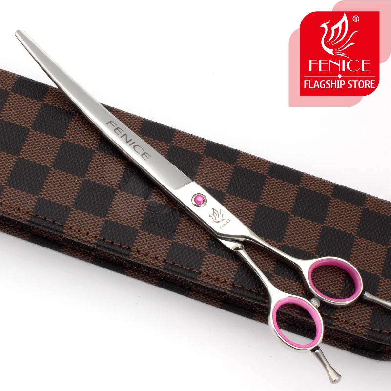 Ножницы для груминга собак Fenice 8 0/7 5 дюйма ножницы стрижки изогнутые JP440C|Ножницы