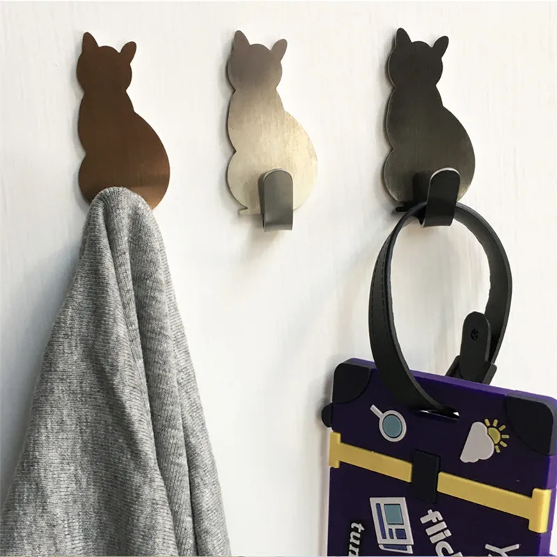 

Clean Simple Stainless Sticky Hook Kitchen Bathroom Load-bearing Hook Kitten Hanger Hanger Coat Hook Household Accessories