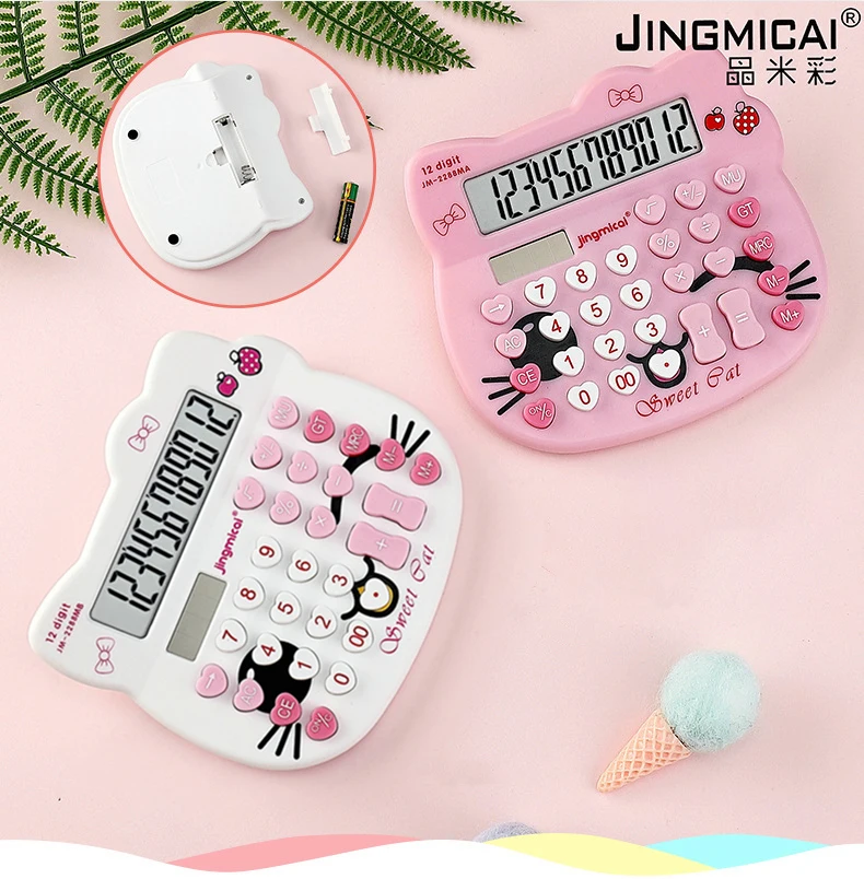

Калькулятор кошки KT2288, милый розовый калькулятор с солнечной батареей для девочек, корейский калькулятор общего назначения
