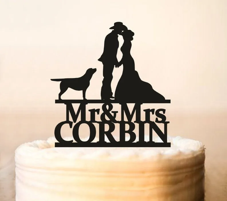 Ковбойский топпер для торта свадебный в деревенском стиле ковбойский с собакой