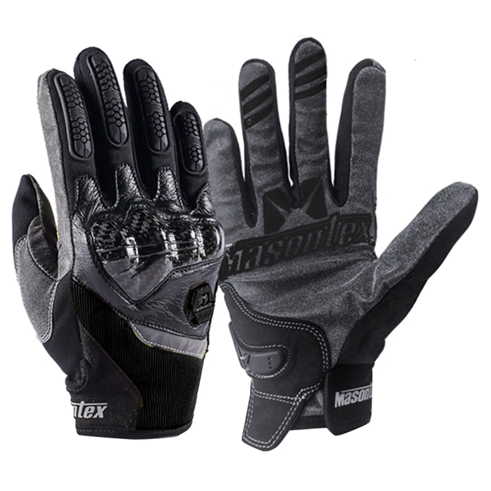 

Черные мотоциклетные перчатки, светоотражающие перчатки для мотокросса с сенсорным экраном, гоночные перчатки из углеродного волокна, муж...
