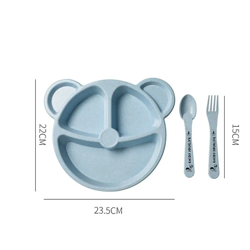 3 шт./компл. детская тарелка с изображением медведя из мультфильма Детская вилка