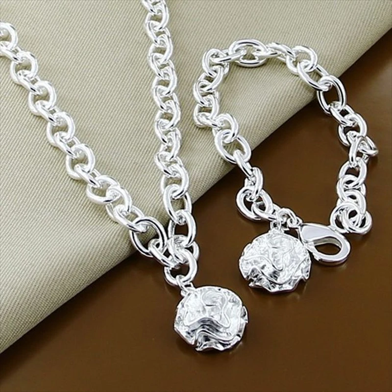 Женский комплект из колье и браслета серебра 925 пробы | Украшения аксессуары