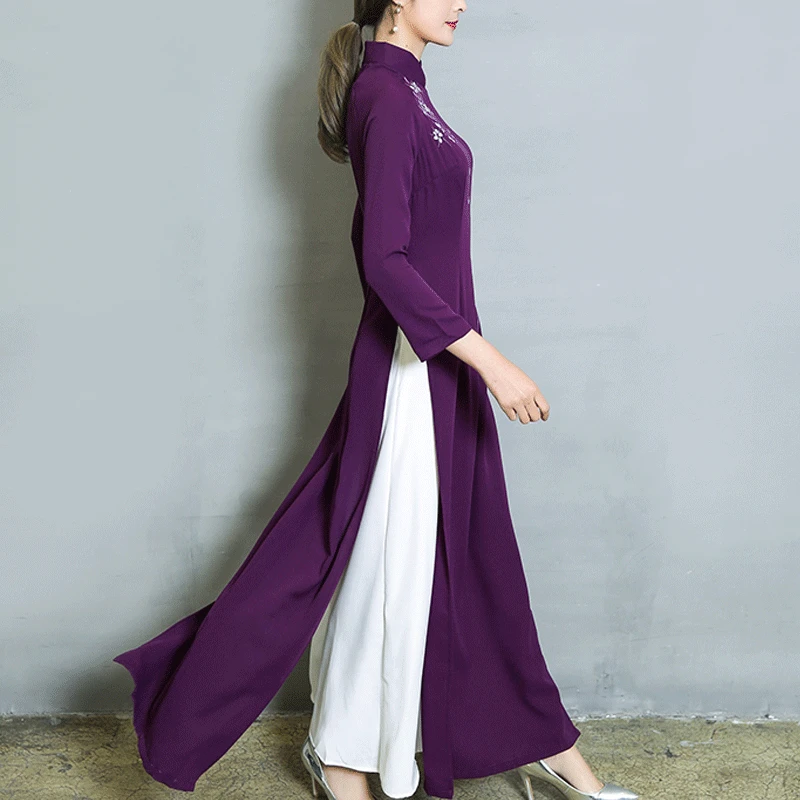 Женское платье в стиле пэчворк повседневное длинное вьетнамское Корейском