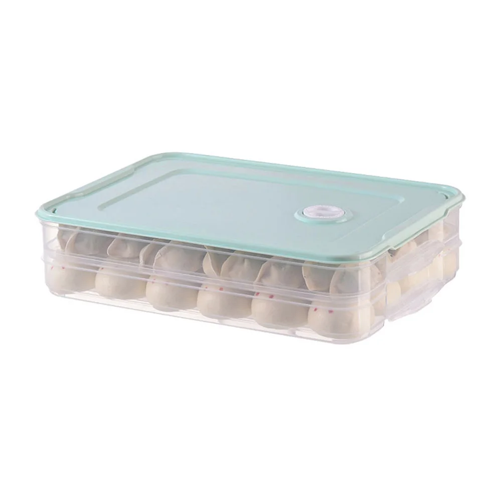 green-2 layers Лоток для хранения еды, контейнер для хранения пельменей с крышкой BJStore - Цвет: green-2 layers