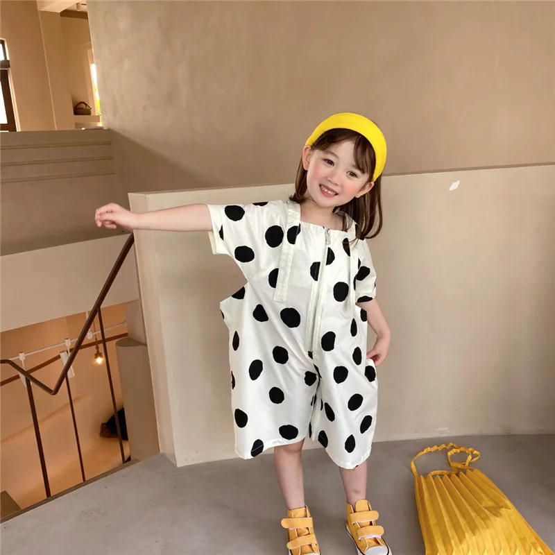 

Celveroso 2021 summer new girl's jumpsuit girl's wing pants western style wave dot airplane wing pants baby jumpsuit