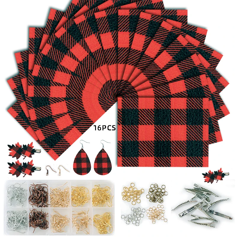 Красные серьги 2020 в клетку из кожи буйвола наборы булавок для женщин сделай сам