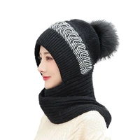 brand winter knitted beanies hats women thick warm beanie skullies hat female knit letter bonnet beanie caps outdoor riding sets