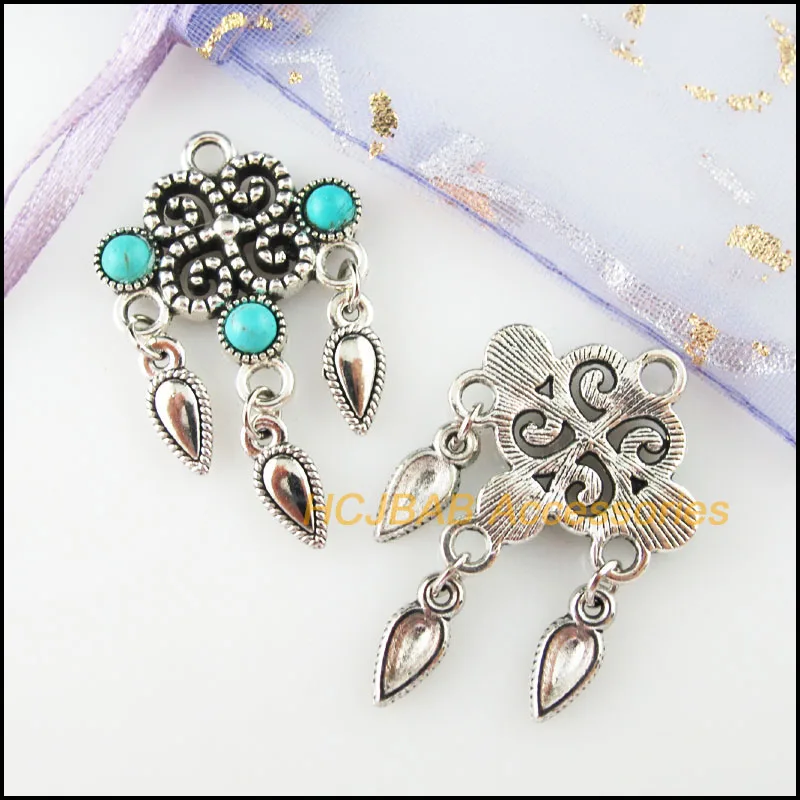 5 шт. Тибетский Серебряный тон китайский узел камень капля воды кисточки Подвески