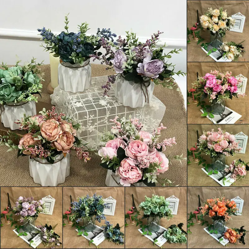 Искусственные цветы для украшения роза пион Шелковый маленький букет вечерние