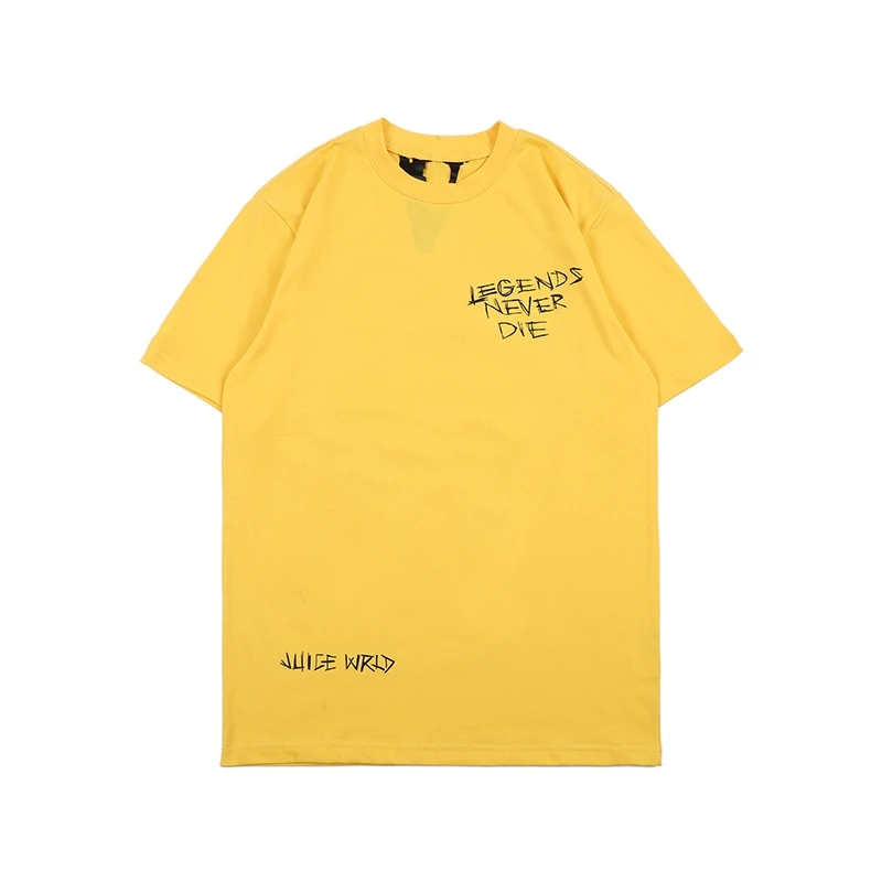 

Brand Tide Vlone 20ss New Skull Big V Print Yellow T-shirt High Street Hip-hop BF Wind Short-sleeved Bottoming Shirt Tee