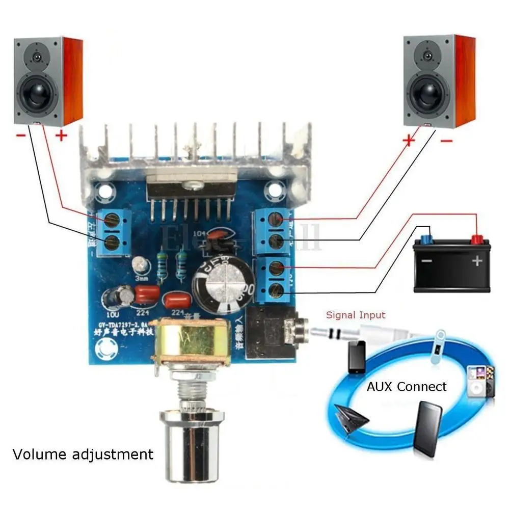 AC/DC 12V TDA7297 Digital Stereo Audio Amplifier Motorcycle Power Board DIY Kit Dual Channel AMP Module 2*15W | Автомобили и