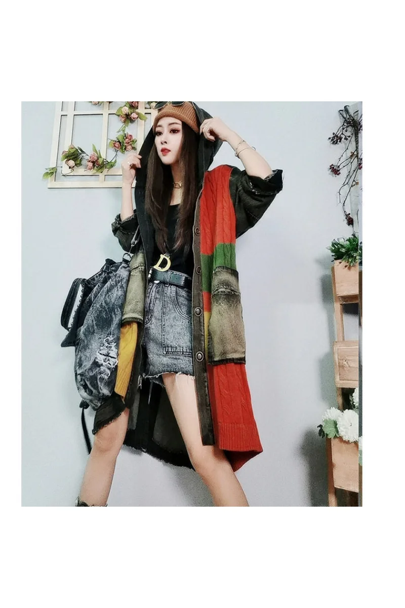 

Women's Oversized Fashion Windbreaker Outerwear Mid-Long Cowboy windbreaker
