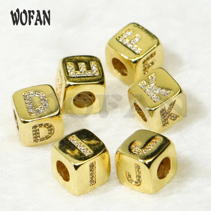

10Pcs letter alphabet Cubic beads Gold Cube charms jewelry making Trendy handmade jewelry necklace accessories gift for lady