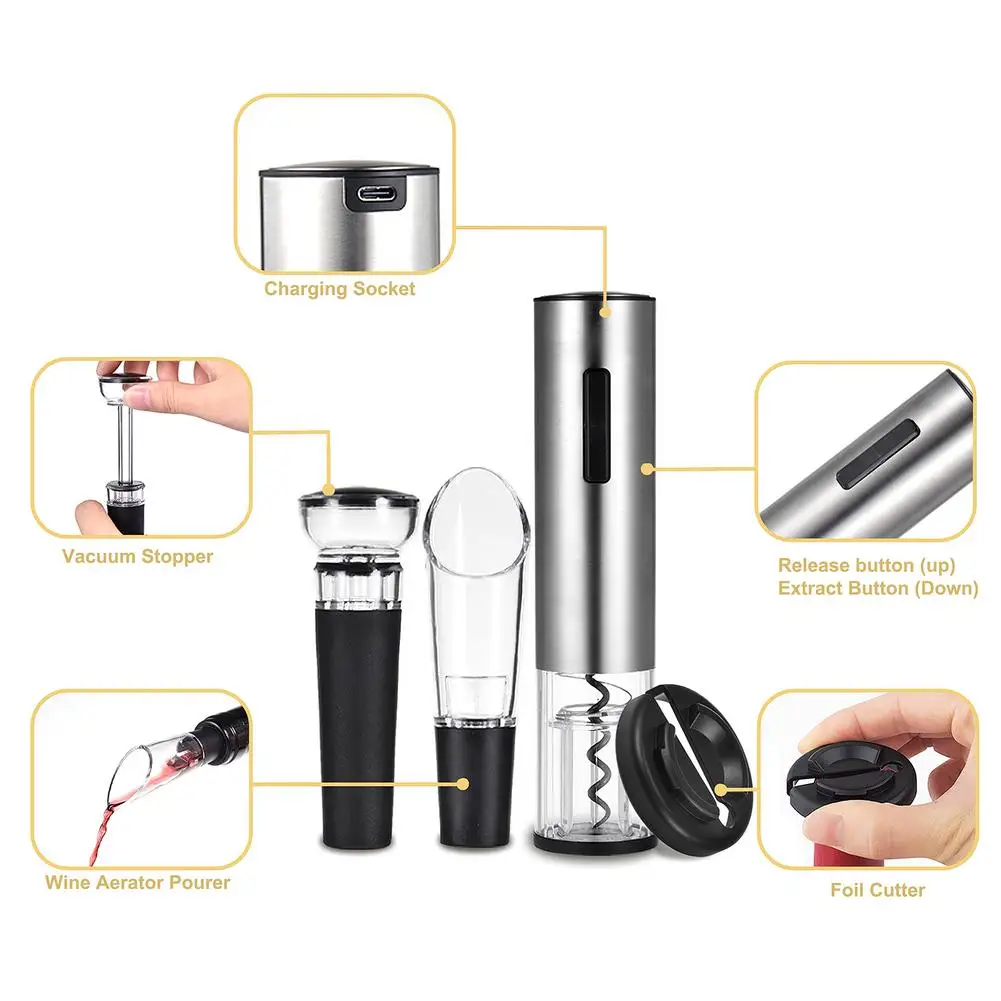 Electric USB Charging Wine Bottle Opener Set Automatic For Red Kitchen Accessories Gadgets | Дом и сад