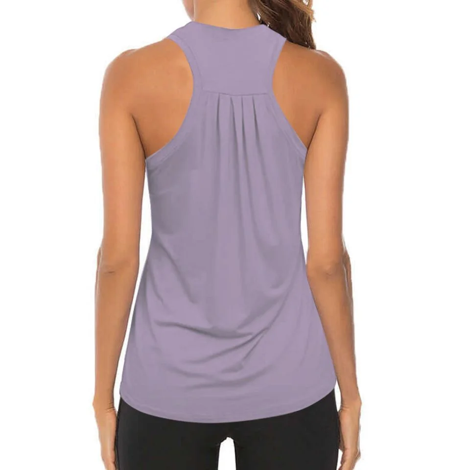 

New Women Yoga Vest Sleeveless Racerback Sport Workout Running Singlet Athletic FitnessTank Tops Gym Training T-Shirt Sportswear