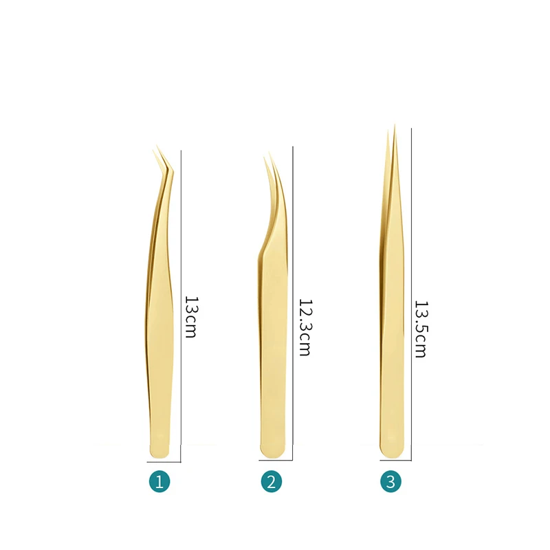 

3Pcs/Set Eyelash Extension Tweezers Tools Professional Precision Stainless Steel Tweezers Set For False Eye Lash Extensions