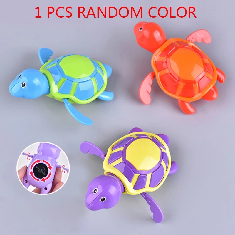 1 PCS RANDOM COLOR Детские водяные Мультяшные милые игрушки морские животные Черепаха утка классический младенец плавать черепаха раненный заводные на цепочке дети пляж ванны игрушки - Цвет: 1 PCS RANDOM COLOR